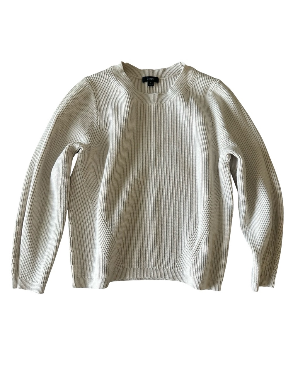 J.Crew Ribbed Stretch Crewneck Sweater Ivory Cream Size S